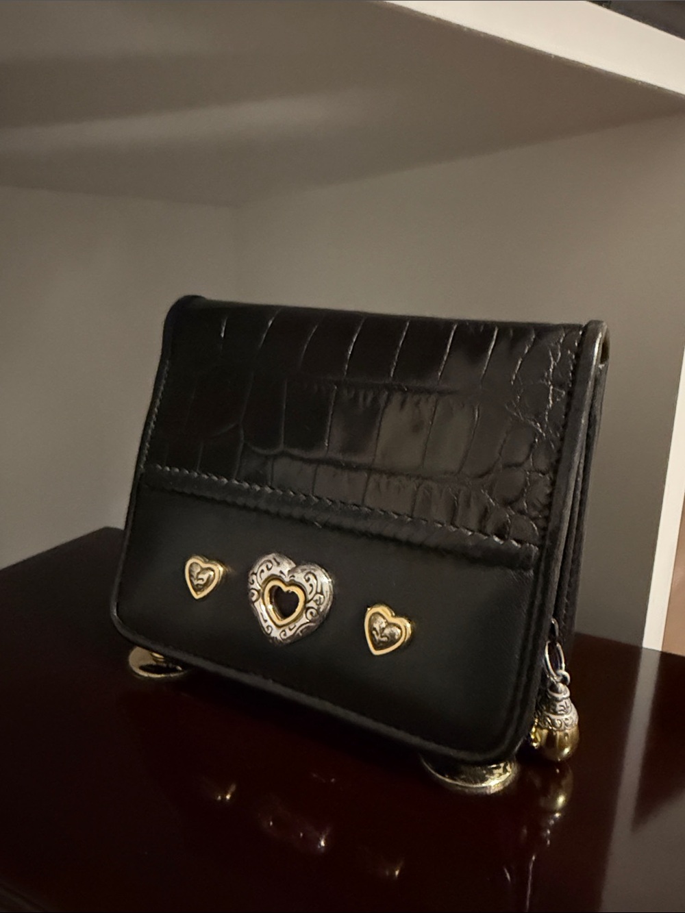 Brighton Black wallet with Heart Accent Hardware